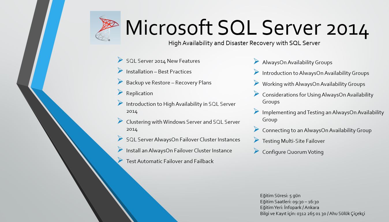 High Availability and Disaster Recovery with SQL Server 2014 Eğitimi ...